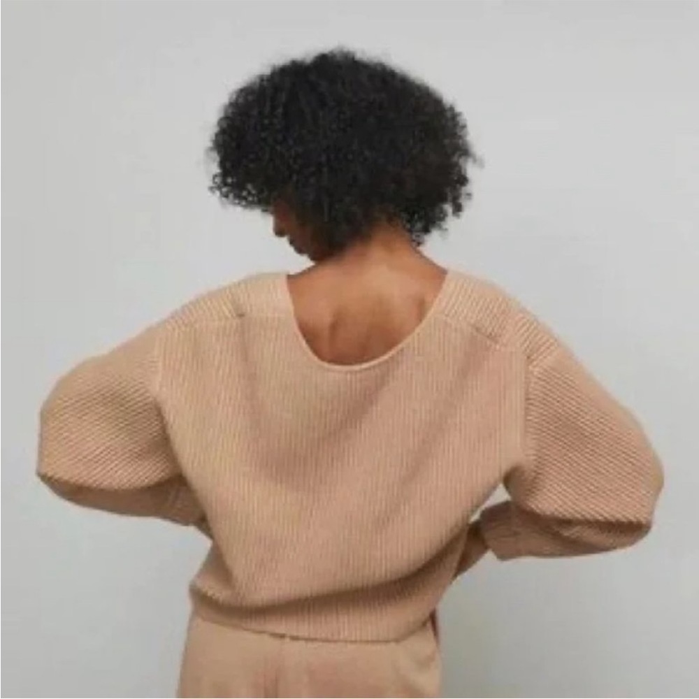 Lunya Prima Cozy Pullover Tan Ribbed Oversized Sweater Size Medium - Picture 2 of 11